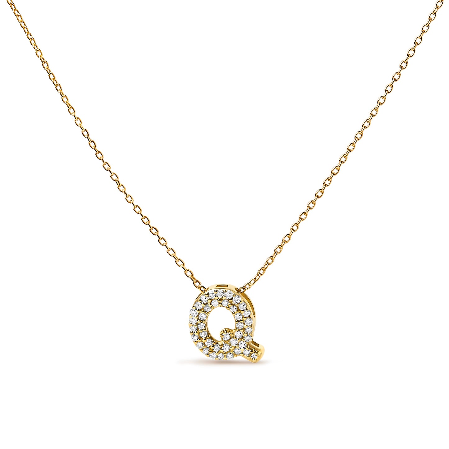 10K White Gold Diamond Accent 'A' Initial Bubble Pendant Necklace