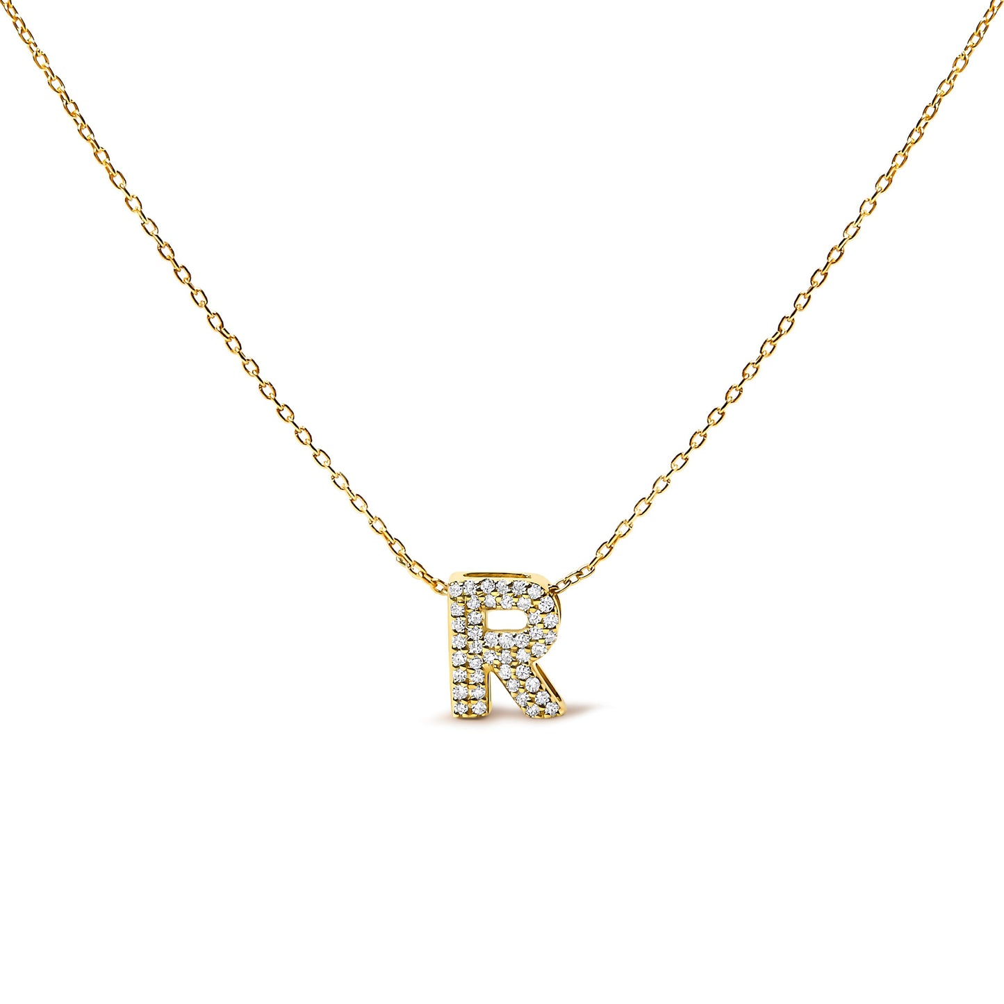10K White Gold Diamond Accent 'A' Initial Bubble Pendant Necklace