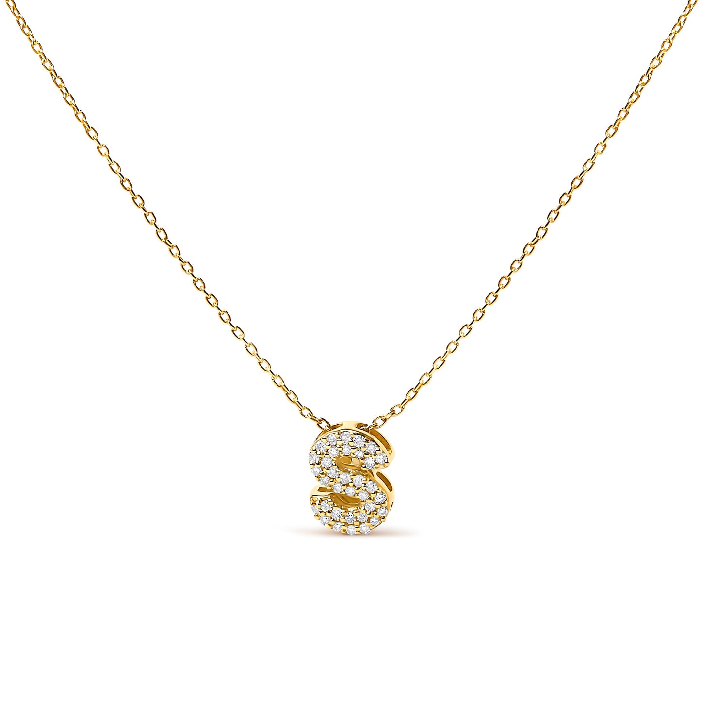 10K White Gold Diamond Accent 'A' Initial Bubble Pendant Necklace