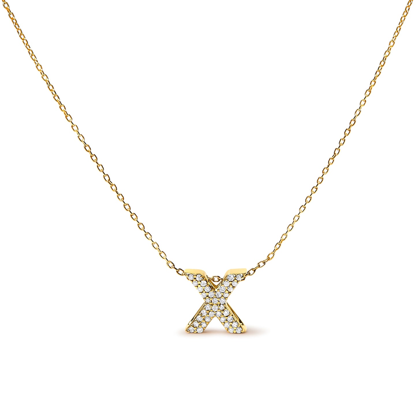 10K White Gold Diamond Accent 'A' Initial Bubble Pendant Necklace