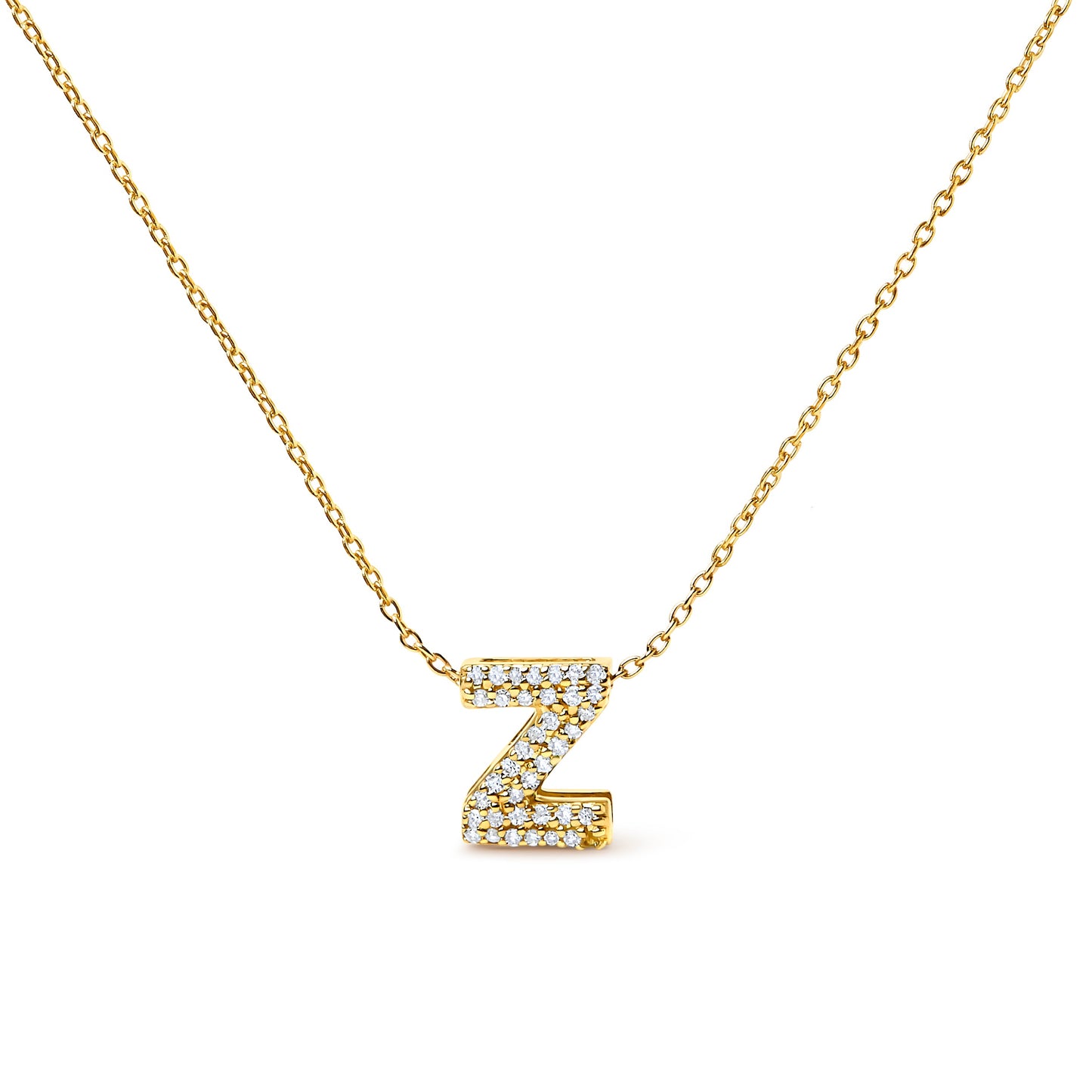 10K White Gold Diamond Accent 'A' Initial Bubble Pendant Necklace
