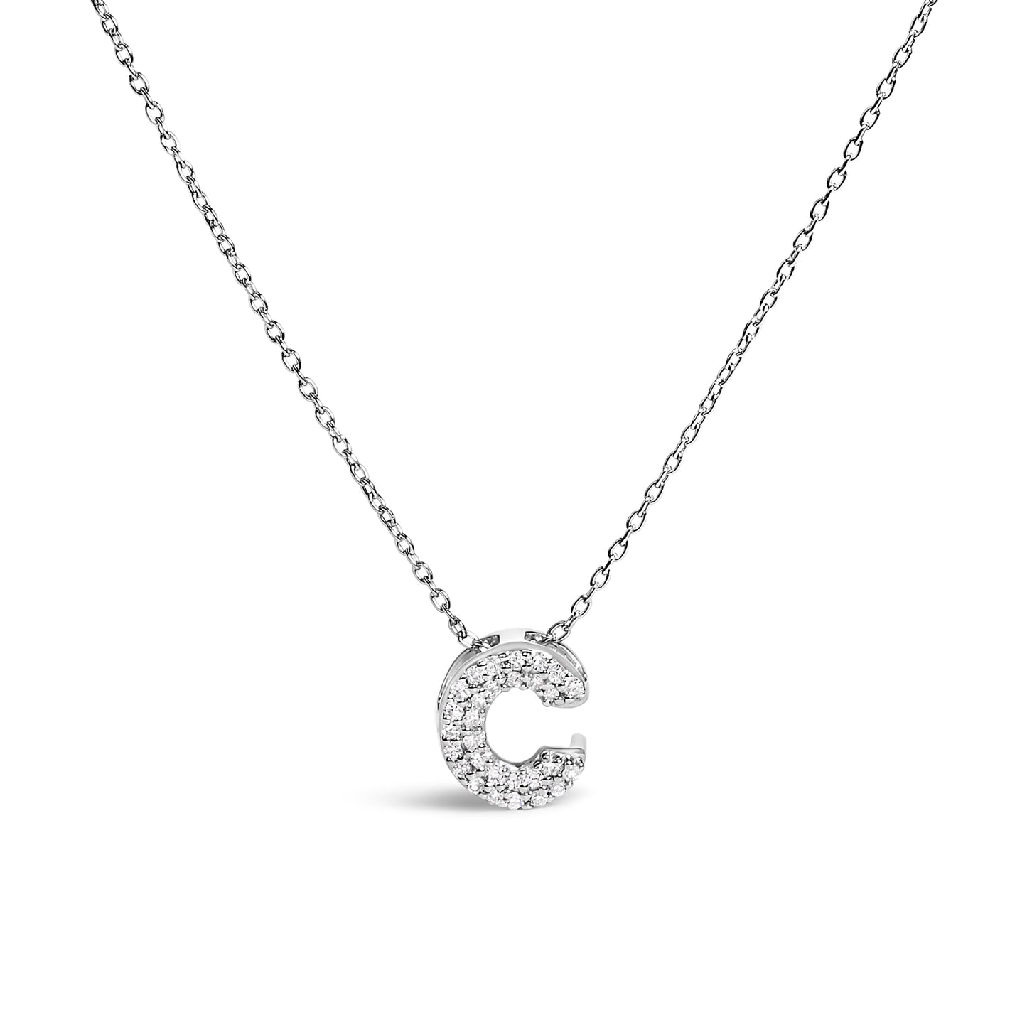 10K White Gold Diamond Accent 'A' Initial Bubble Pendant Necklace