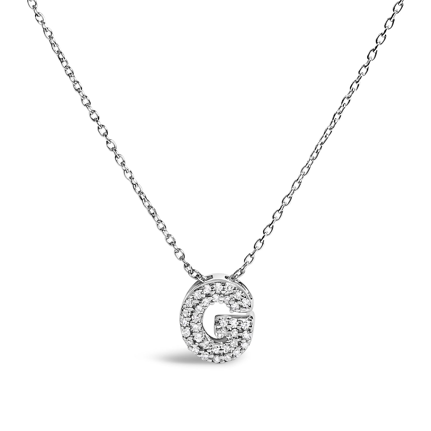10K White Gold Diamond Accent 'A' Initial Bubble Pendant Necklace