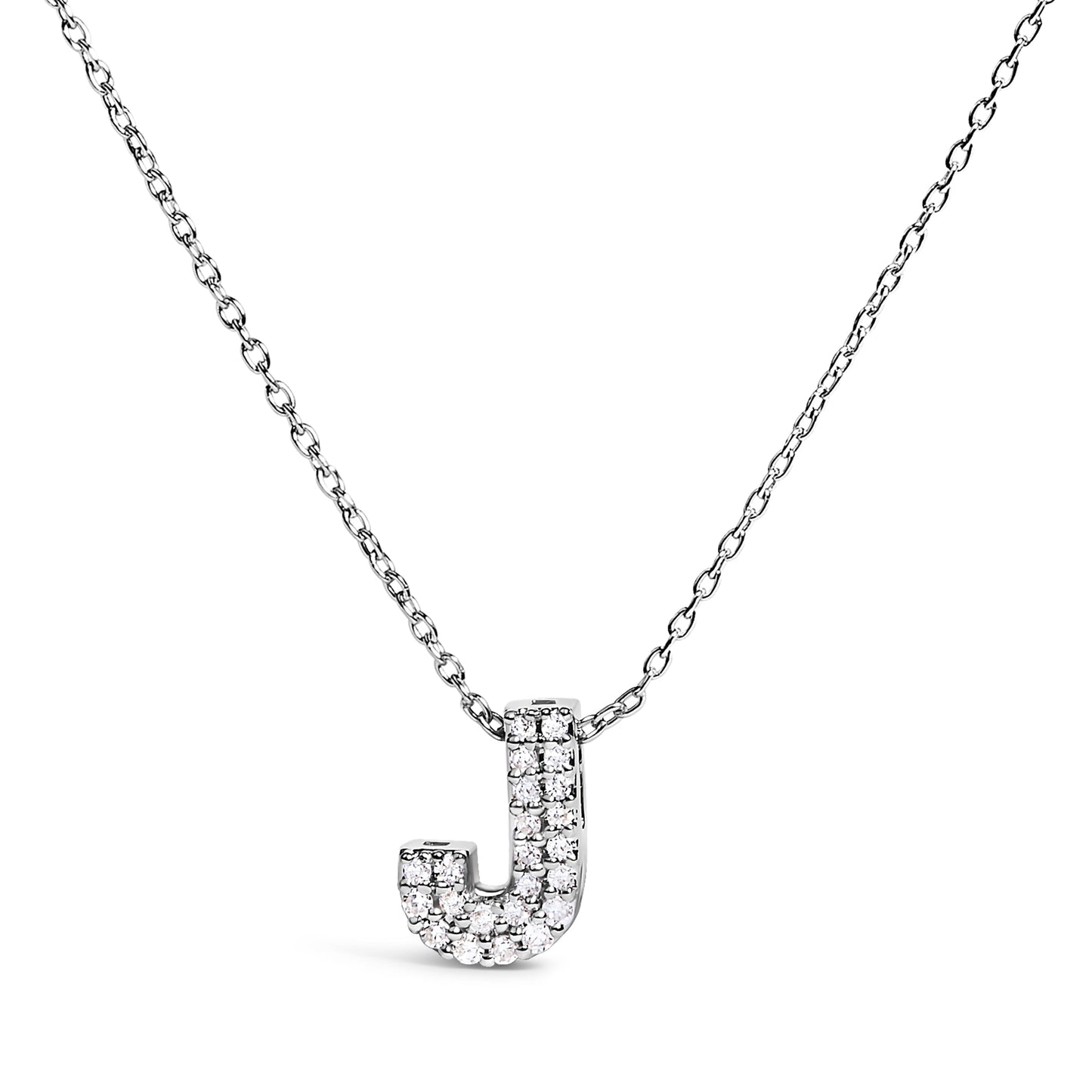 10K White Gold Diamond Accent 'A' Initial Bubble Pendant Necklace