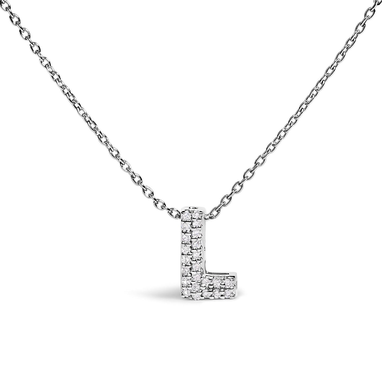 10K White Gold Diamond Accent 'A' Initial Bubble Pendant Necklace