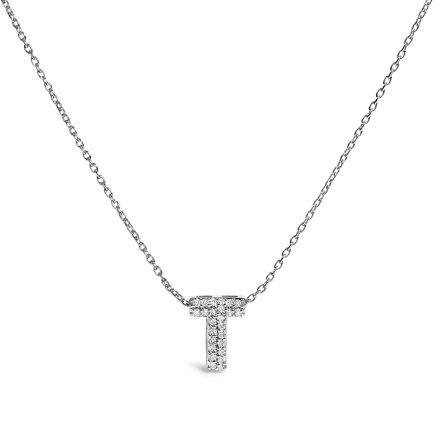 10K White Gold Diamond Accent 'A' Initial Bubble Pendant Necklace