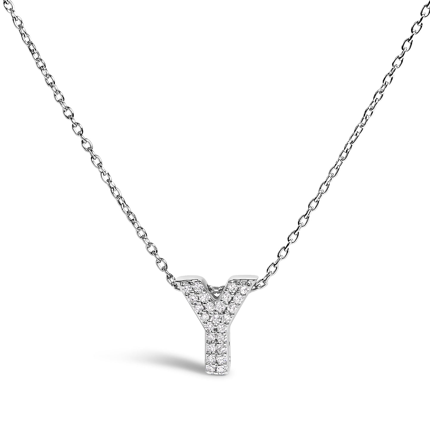 10K White Gold Diamond Accent 'A' Initial Bubble Pendant Necklace