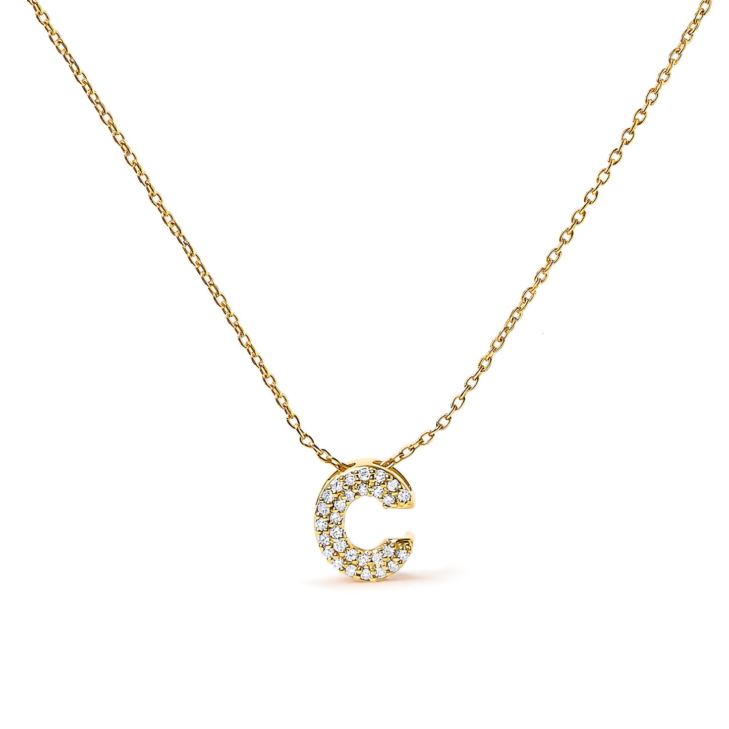 10K White Gold Diamond Accent 'A' Initial Bubble Pendant Necklace