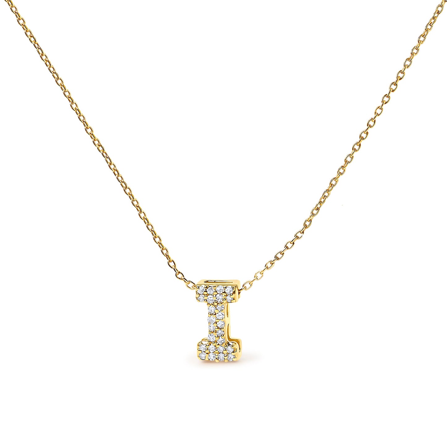 10K White Gold Diamond Accent 'A' Initial Bubble Pendant Necklace