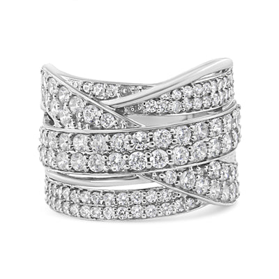 .925 Sterling Silver 2.00 Cttw Round-Cut Diamond Bypass Ring - Size 7