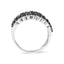 Bague multi rangs en argent sterling 925 avec diamants noirs et blancs