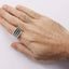 Bague multi rangs en argent sterling 925 avec diamants noirs et blancs
