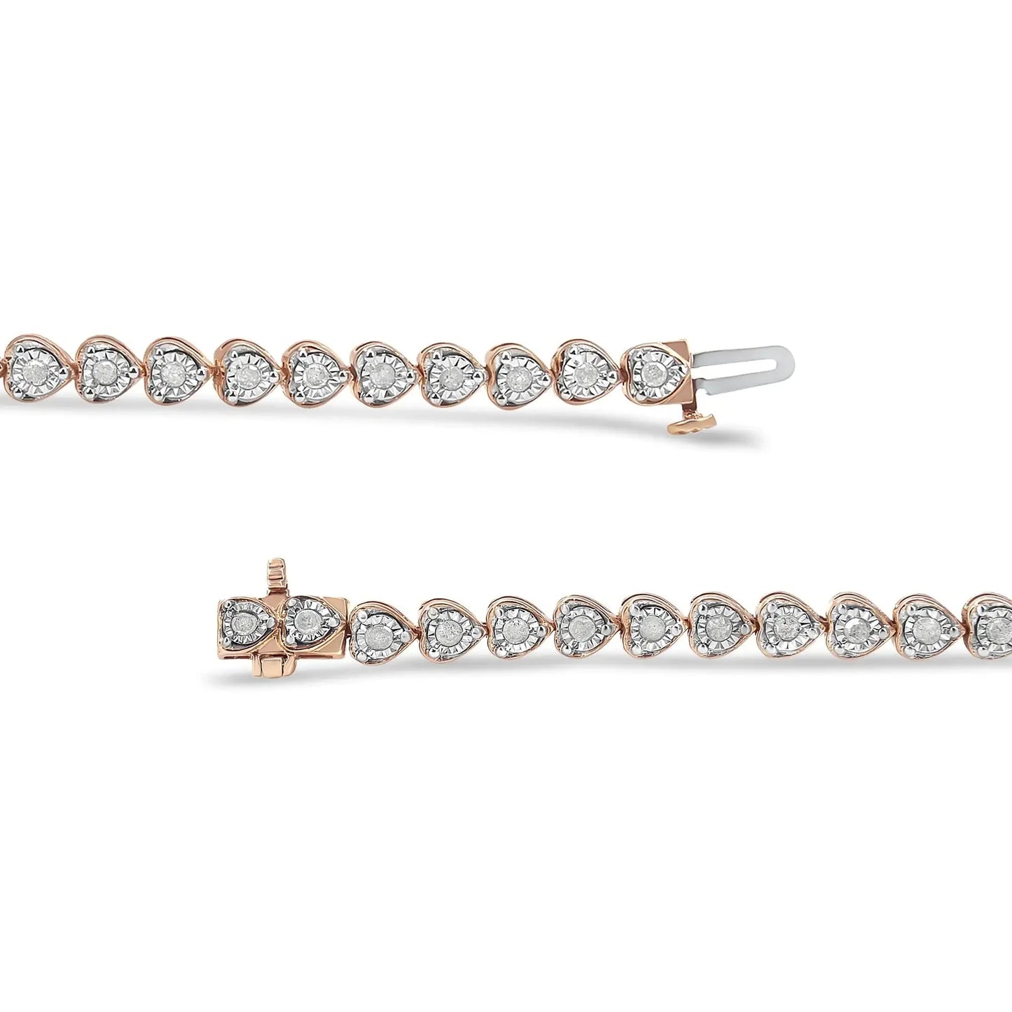 Bracelet de tennis en diamant en argent sterling 925 avec maillons en forme de cœur
