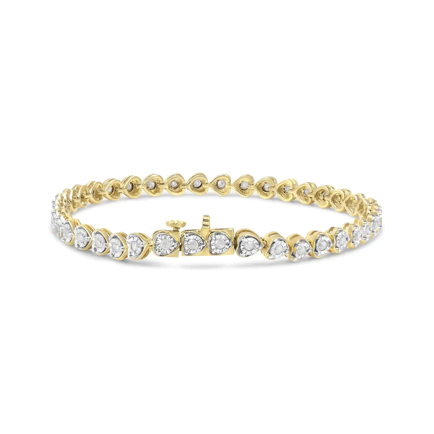 Bracelet de tennis en diamant en argent sterling 925 avec maillons en forme de cœur