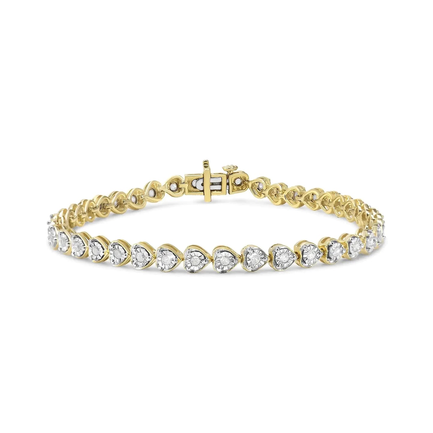 Bracelet de tennis en diamant en argent sterling 925 avec maillons en forme de cœur