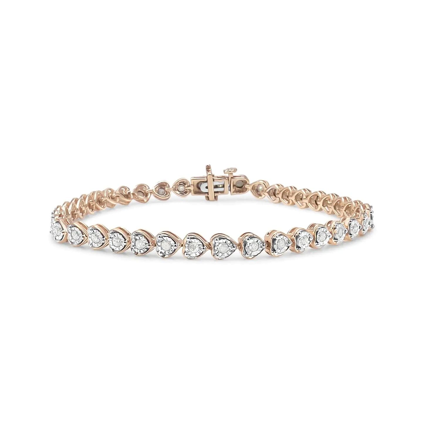 Bracelet de tennis en diamant en argent sterling 925 avec maillons en forme de cœur