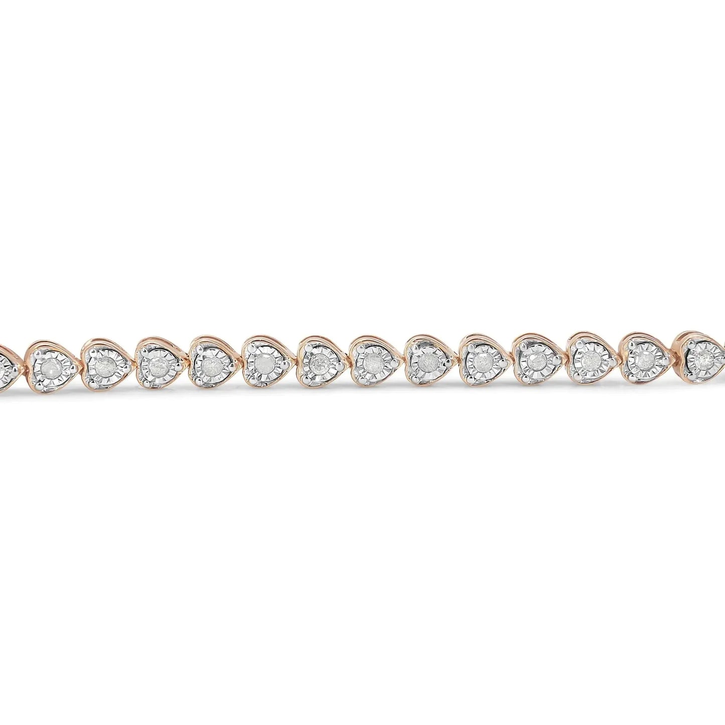 Bracelet de tennis en diamant en argent sterling 925 avec maillons en forme de cœur