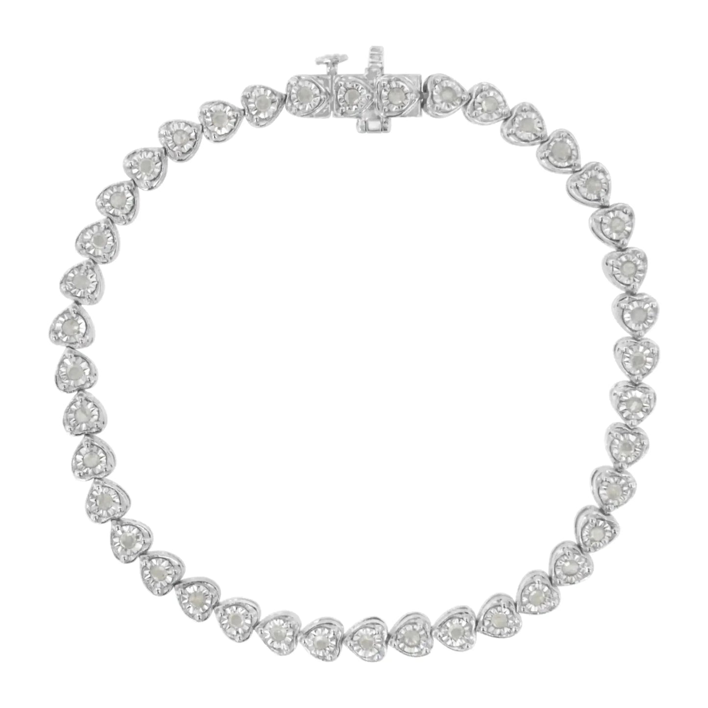 Bracelet de tennis en diamant en argent sterling 925 avec maillons en forme de cœur