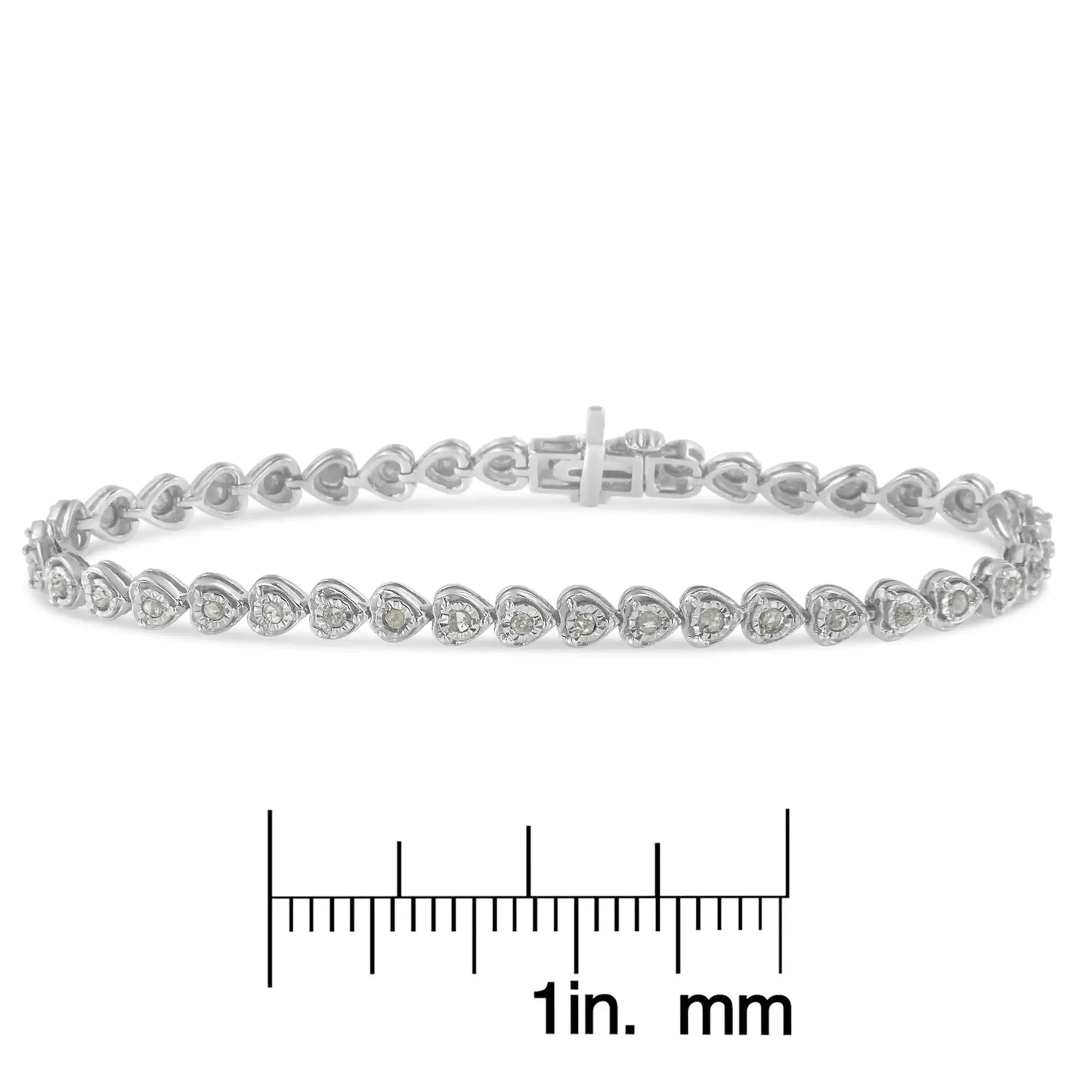 Bracelet de tennis en diamant en argent sterling 925 avec maillons en forme de cœur