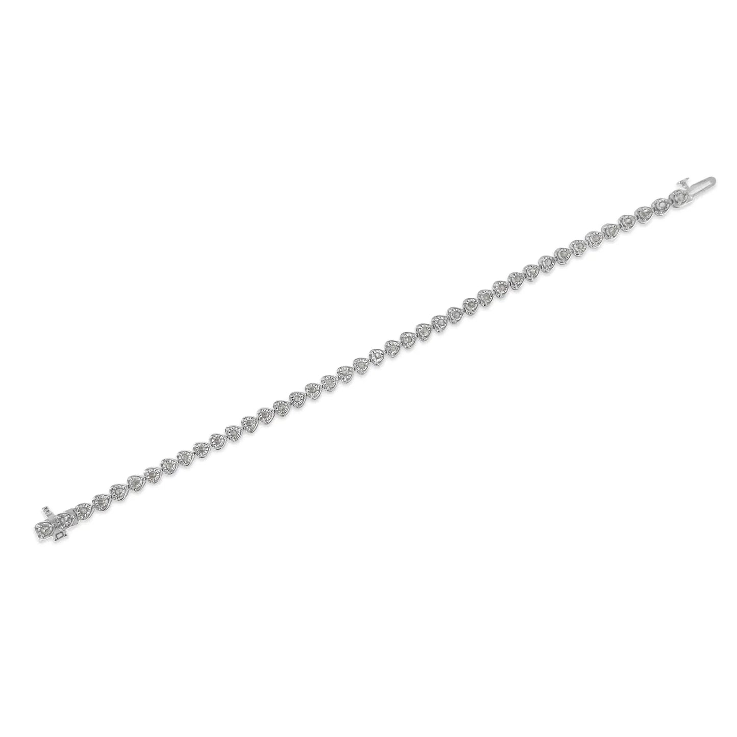 Bracelet de tennis en diamant en argent sterling 925 avec maillons en forme de cœur