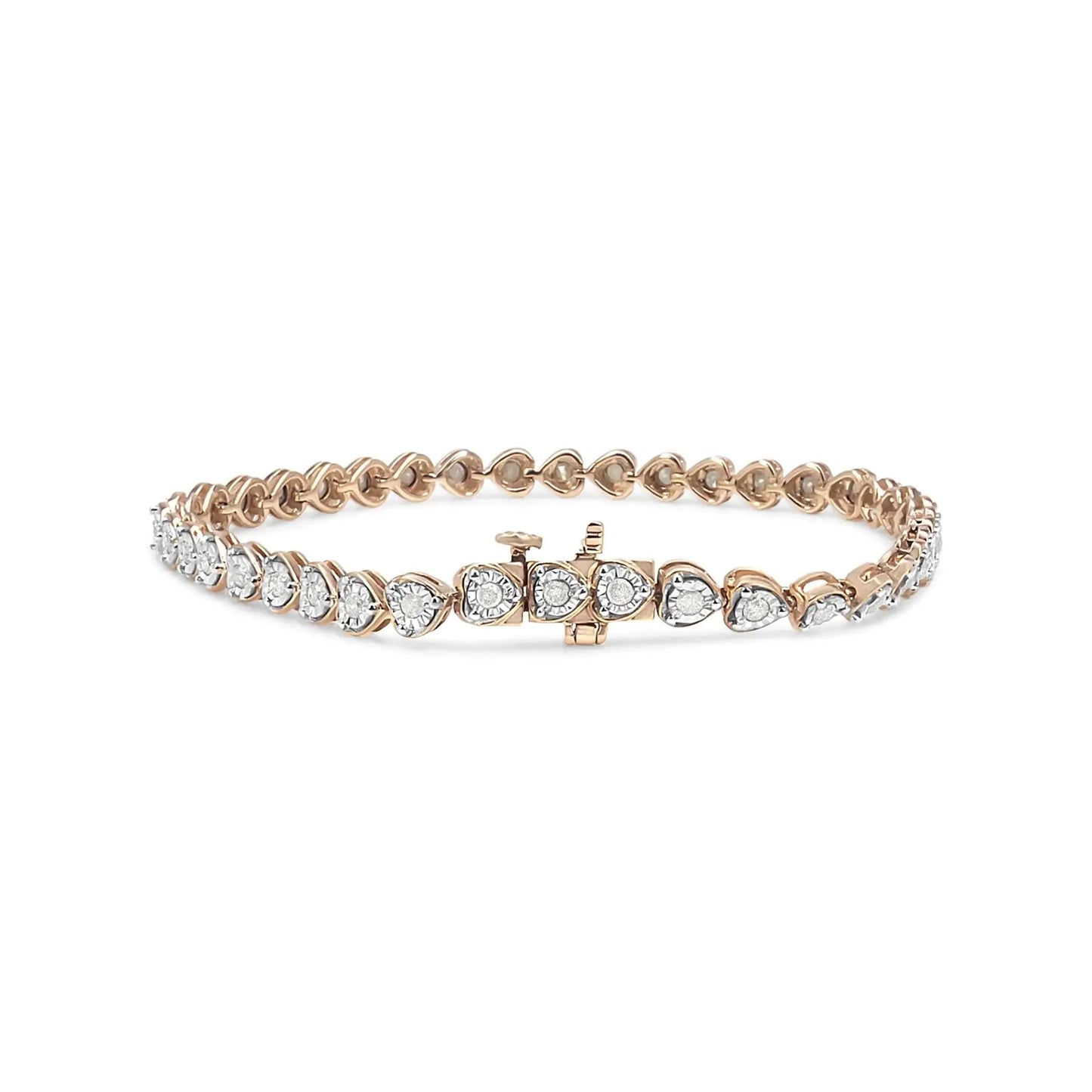 Bracelet de tennis en diamant en argent sterling 925 avec maillons en forme de cœur