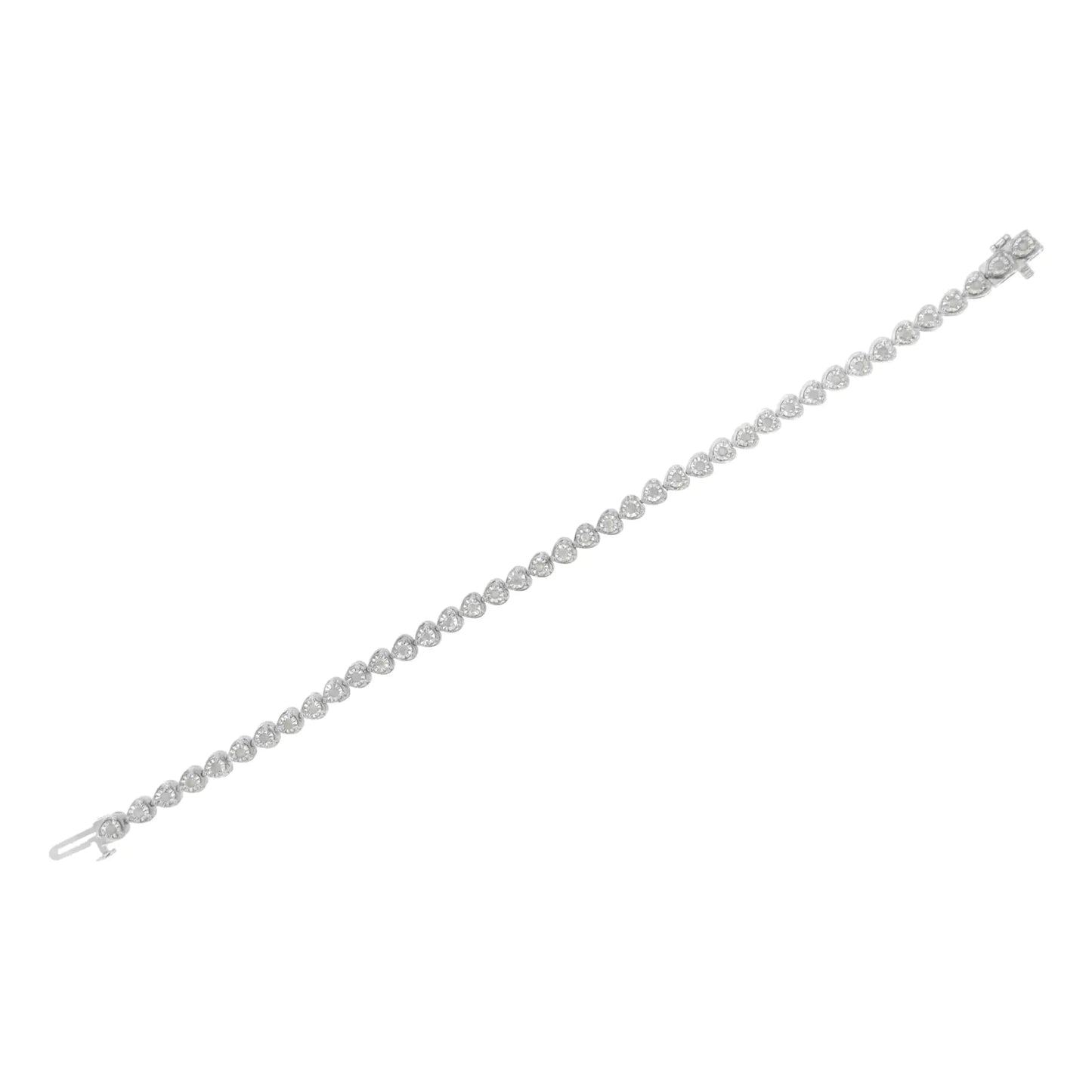 Bracelet de tennis en diamant en argent sterling 925 avec maillons en forme de cœur