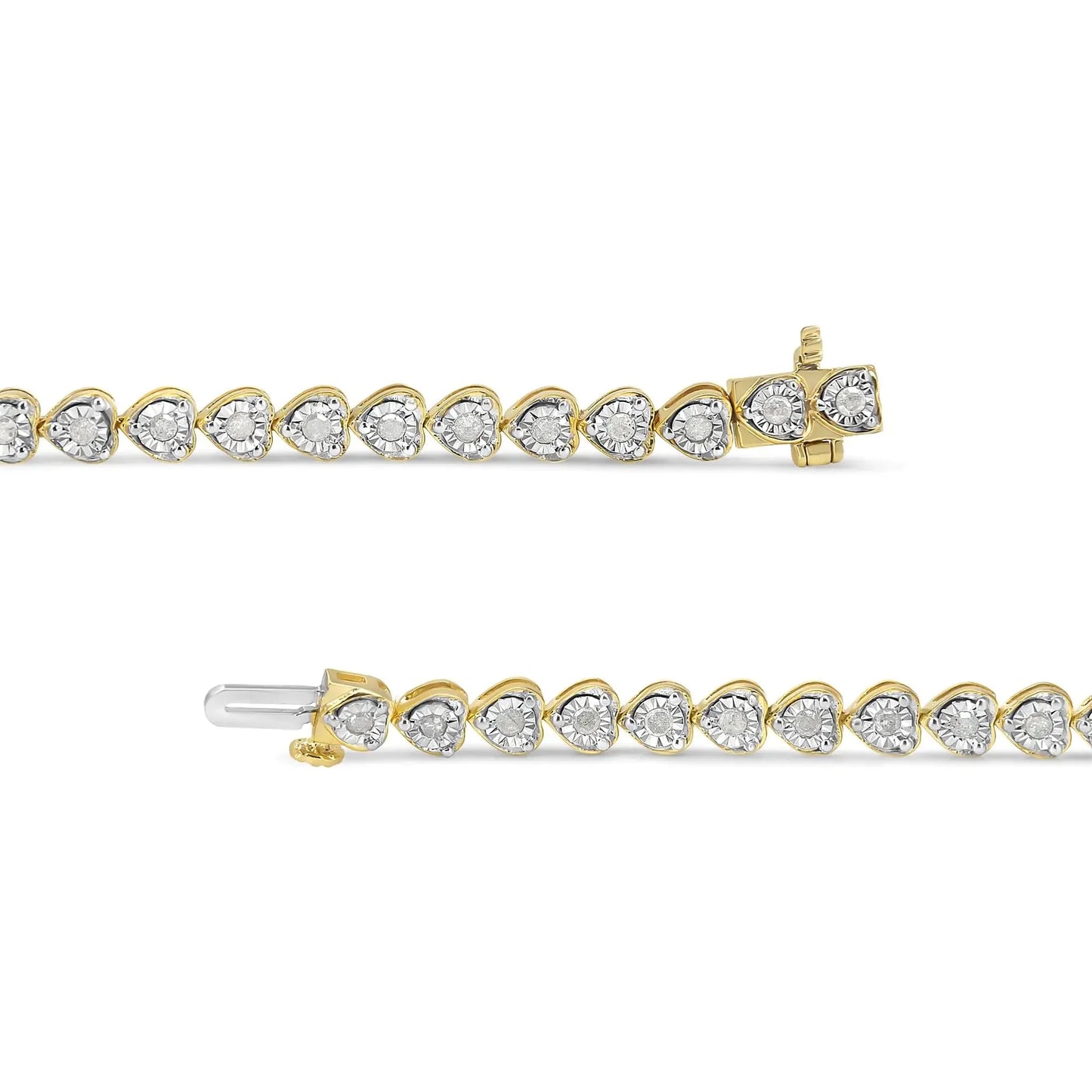 Bracelet de tennis en diamant en argent sterling 925 avec maillons en forme de cœur