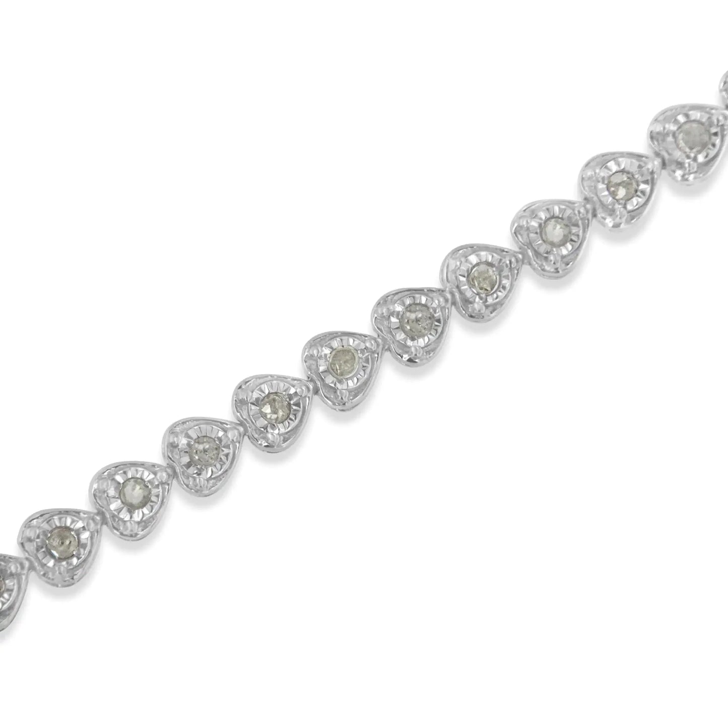 Bracelet de tennis en diamant en argent sterling 925 avec maillons en forme de cœur
