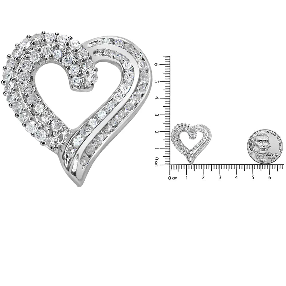 Collar con colgante de corazón abierto de diamante en plata esterlina .925