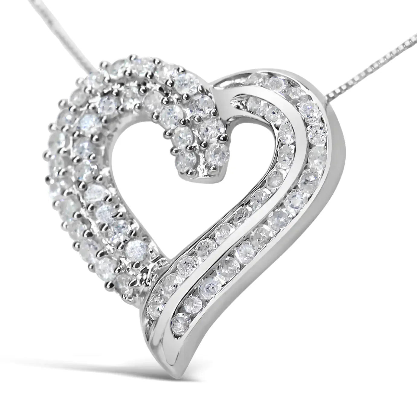 Collar con colgante de corazón abierto de diamante en plata esterlina .925