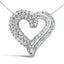 Collar con colgante de corazón abierto de diamante en plata esterlina .925