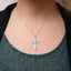 .925 Sterling Silver Diamond Fleur De Lis Cross Pendant Necklace