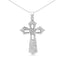 .925 Sterling Silver Diamond Fleur De Lis Cross Pendant Necklace
