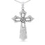 .925 Sterling Silver Diamond Fleur De Lis Cross Pendant Necklace