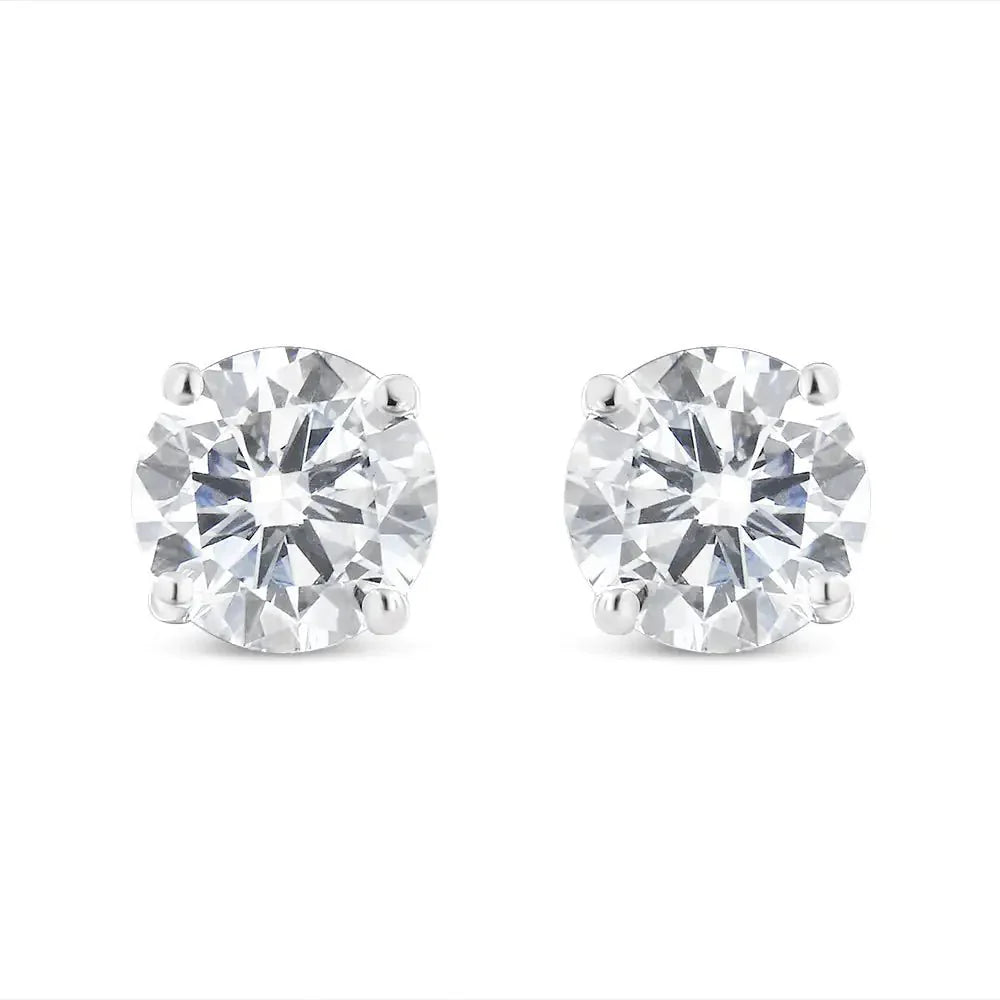 Boucles d'oreilles en diamant taille princesse en argent sterling .925