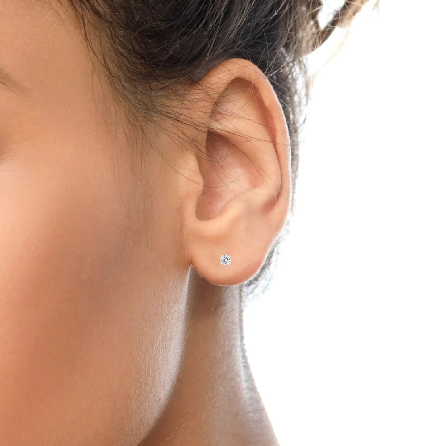 Boucles d'oreilles en diamant taille princesse en argent sterling .925