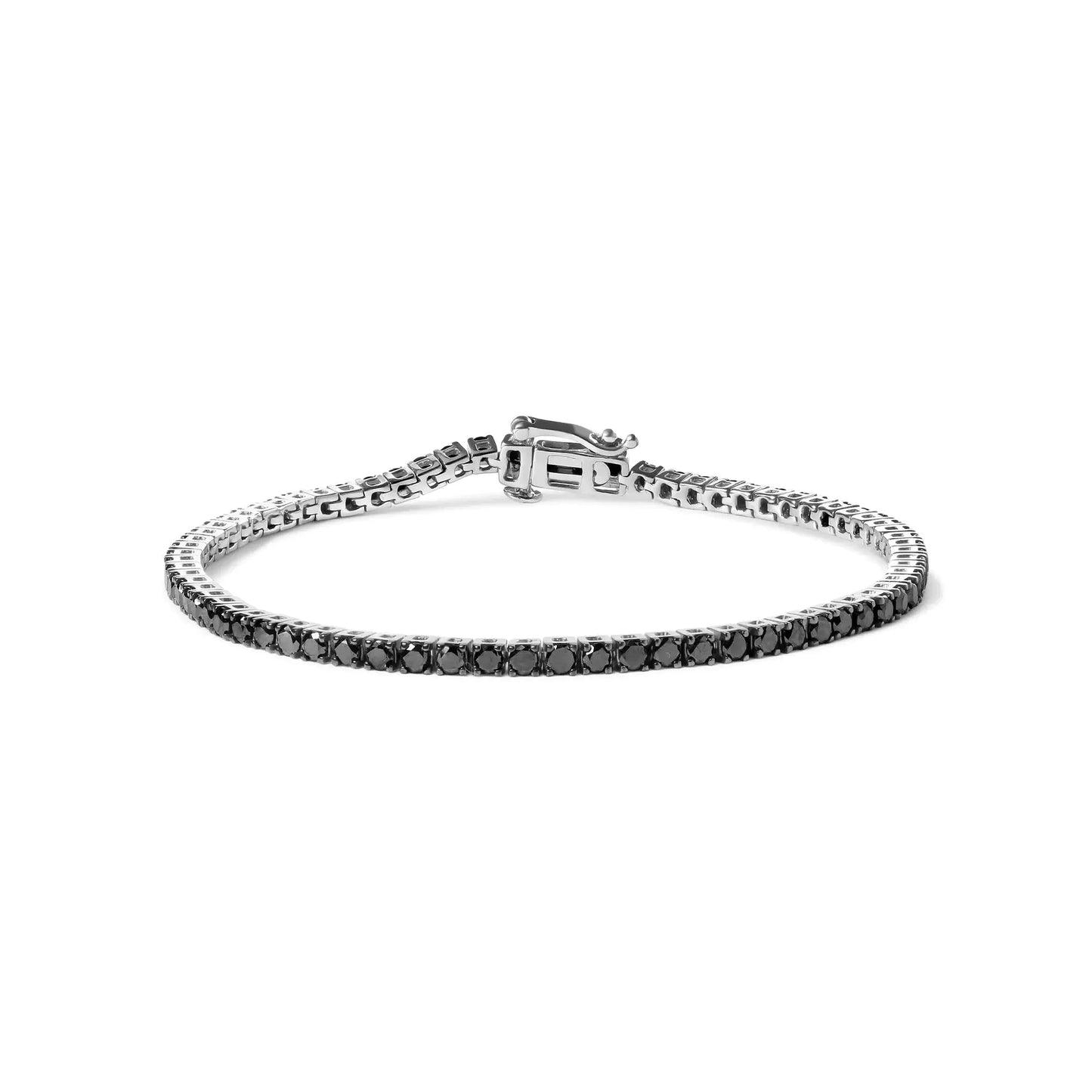 Bracelet de tennis en argent sterling .925 avec diamants noirs traités - 7,25"