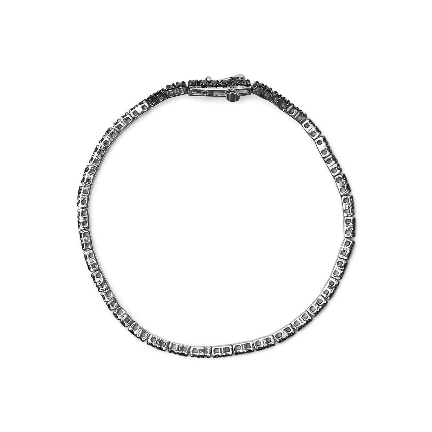 Bracelet de tennis en argent sterling .925 avec diamants noirs traités - 7,25"
