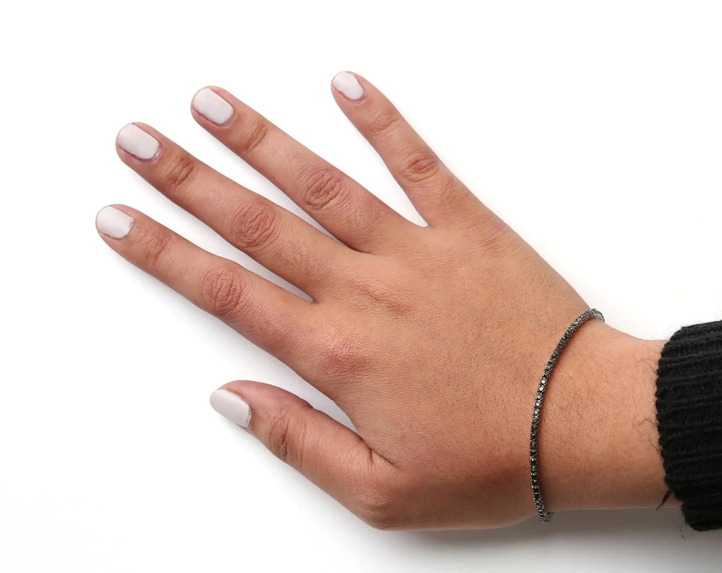 Bracelet de tennis en argent sterling .925 avec diamants noirs traités - 7,25"