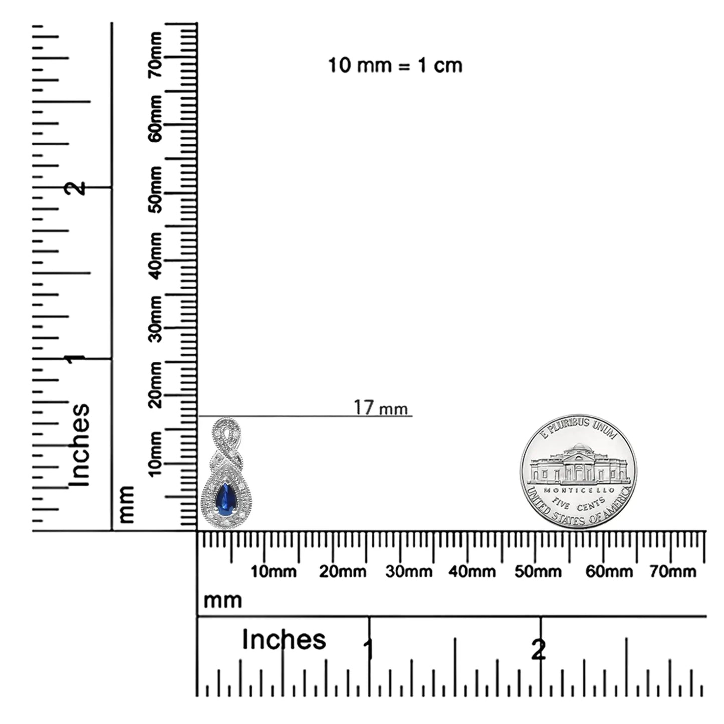 Pendientes de gota en forma de infinito de zafiro y diamante en plata esterlina .925