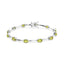 .925 Sterling Silver 5 1/2 Cttw Oval Shaped Created Green Peridot Link Bracelet - 7"