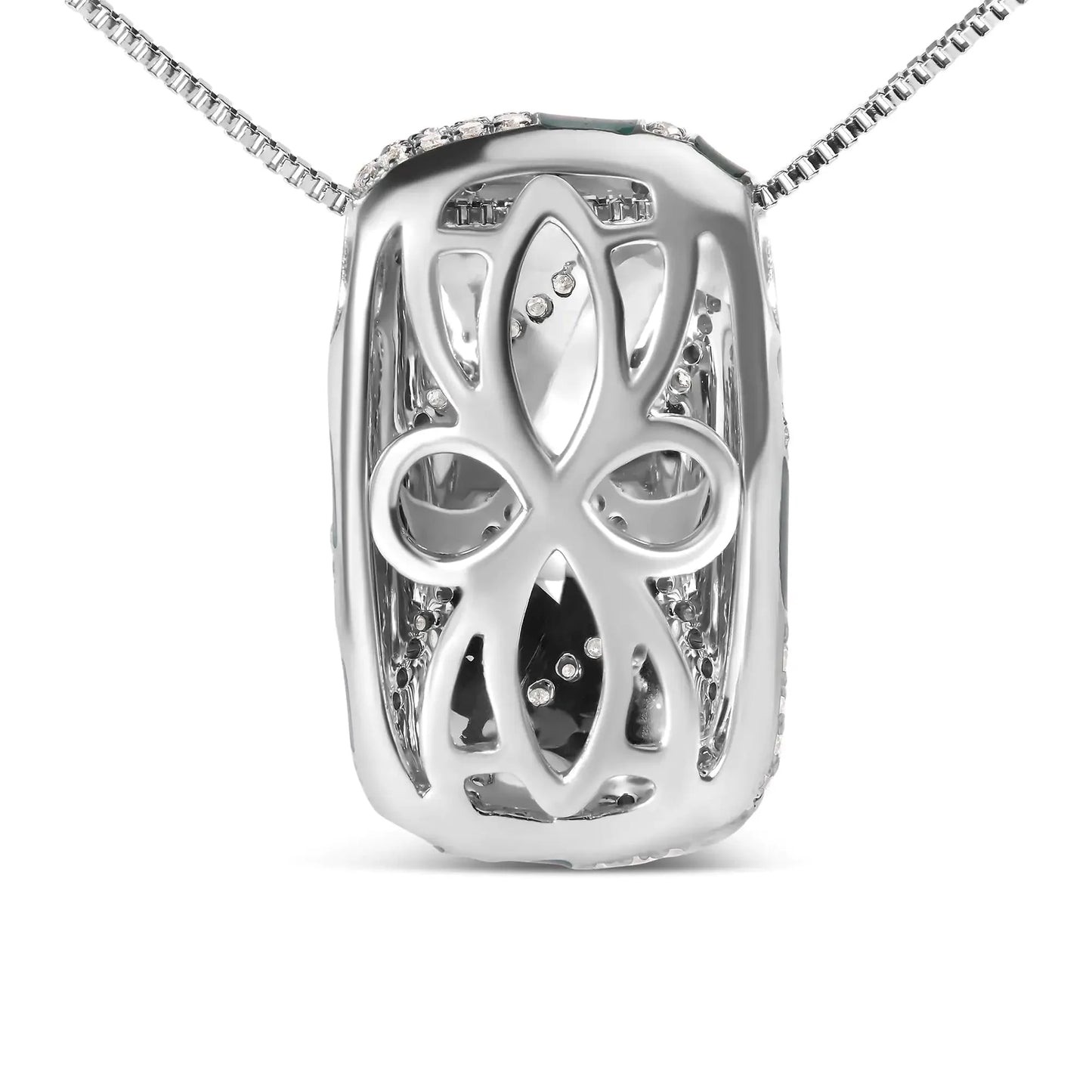 Collier Pendentif en Argent Sterling .925 avec Émail Turquoise et Diamants