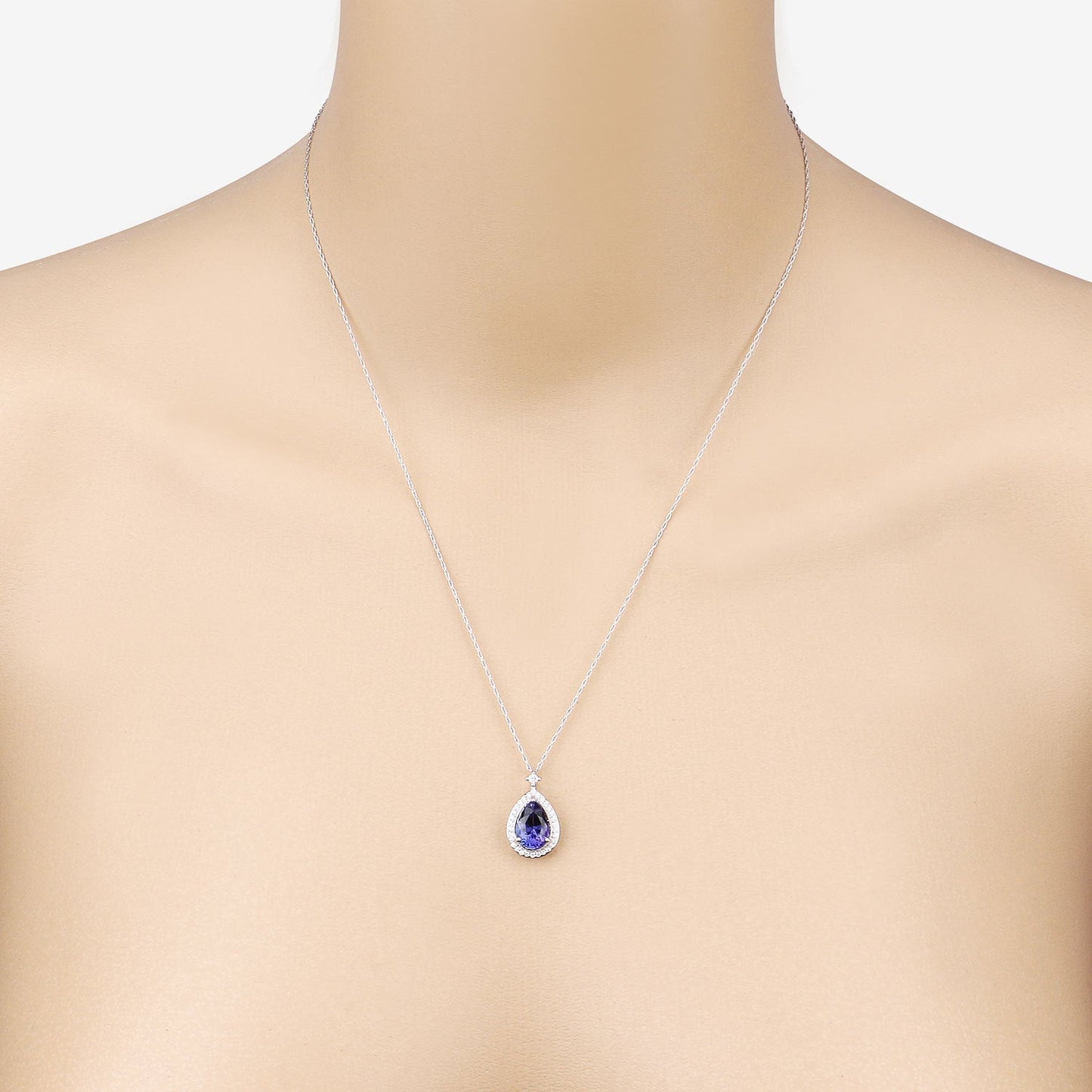 Colgante de Tanzanita y Diamante Blanco de 2.20 Quilates en Oro Blanco de 14K