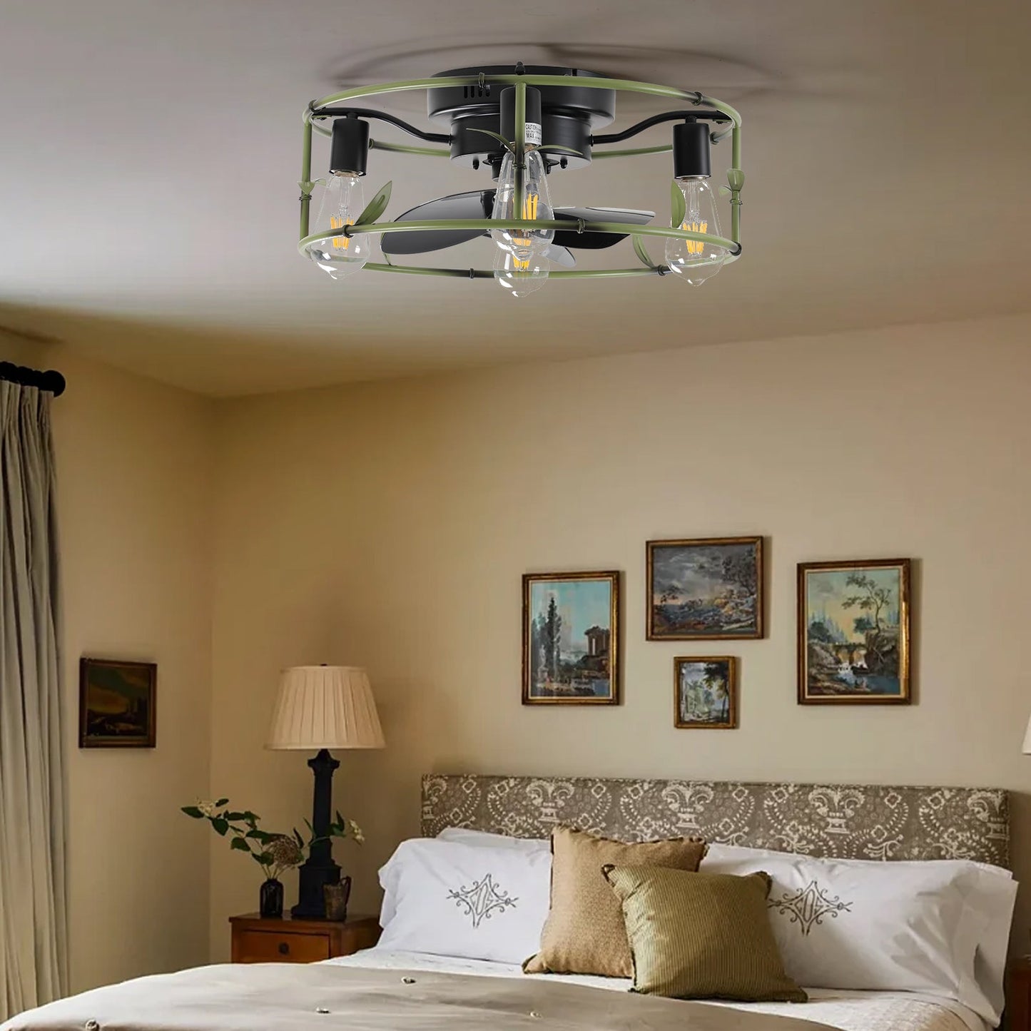 Modern Flush Mount Ceiling Fan with Lights and Remote Control