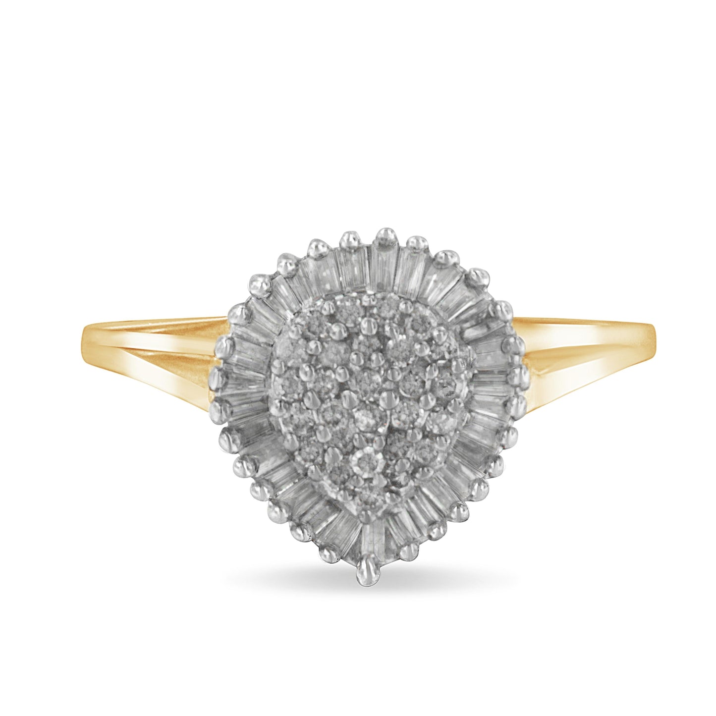 Anillo de cóctel de diamantes en oro amarillo de 10 quilates - Talla 4-1/4