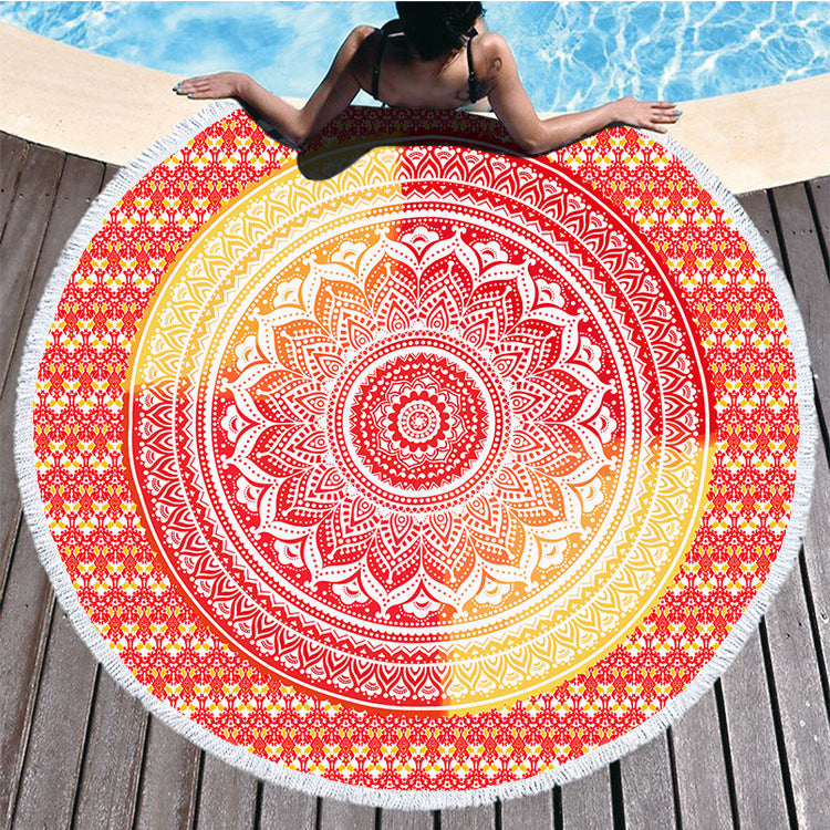 Round Printed Microfiber Beach Towel