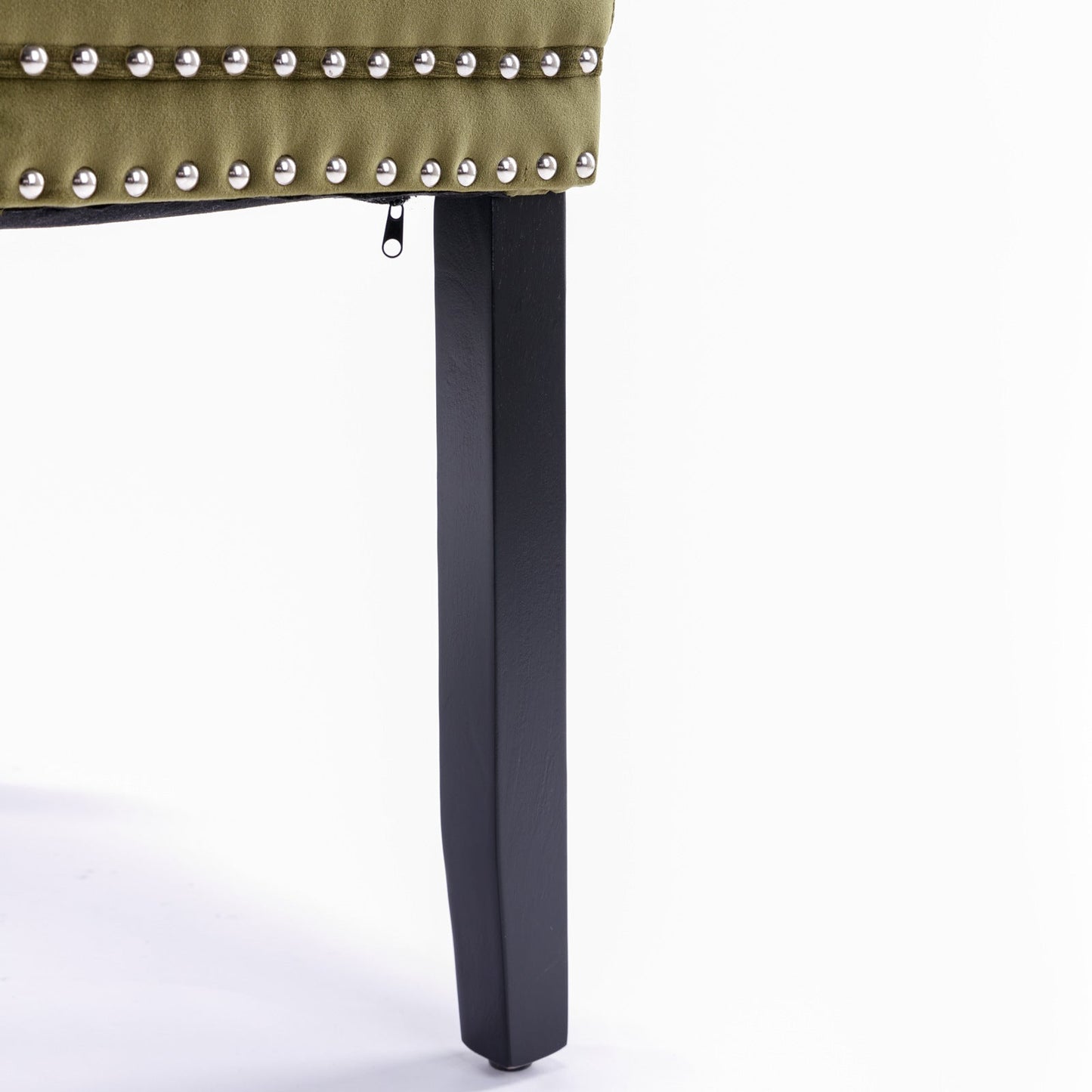 High-end Tufted Solid Wood Contemporary Velvet Upholstered Dining Chair with Wood Legs Nailhead Trim 2-Pcs Set Olive-Green - Korvel