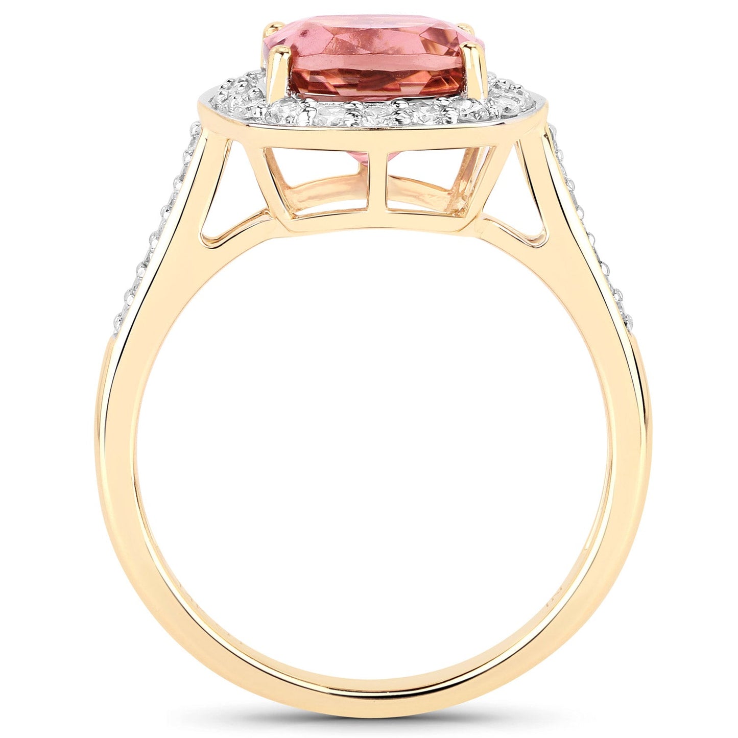 Bague en or 14K avec tourmaline rose royal de 2,71 carats et diamants