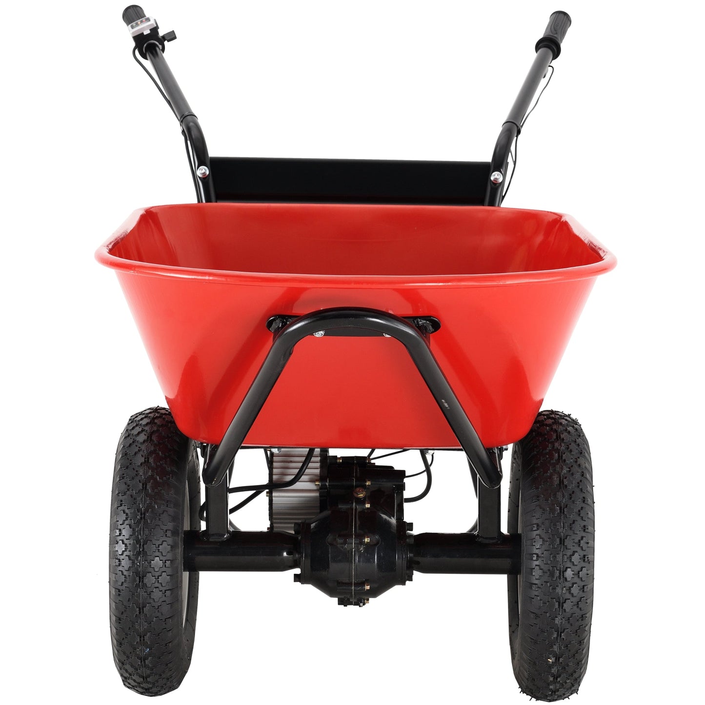 Red Rock Wheelbarrow Utility Cart Electric Powered AGM Battery 330lbs (150kgs) Max Capacity Barrel Dump Material Debris Hauler - Korvel