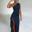 Elegant One-Shoulder Backless Slit Dress for Women